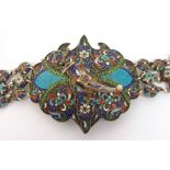 A 19th Century Russian silver cloisonne polychrome enamel ladies belt each link marked with the