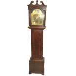 A 19th century oak longcase clock the brass face named to John Fisher, Biggar, the moonphase