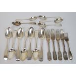 A part set of seven silver tablespoons and five silver dessert spoons by Charles Dalgleish,