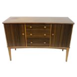 A Gibson & Slater Limited Vesper rosewood sideboard with three central drawers flanked by two doors,