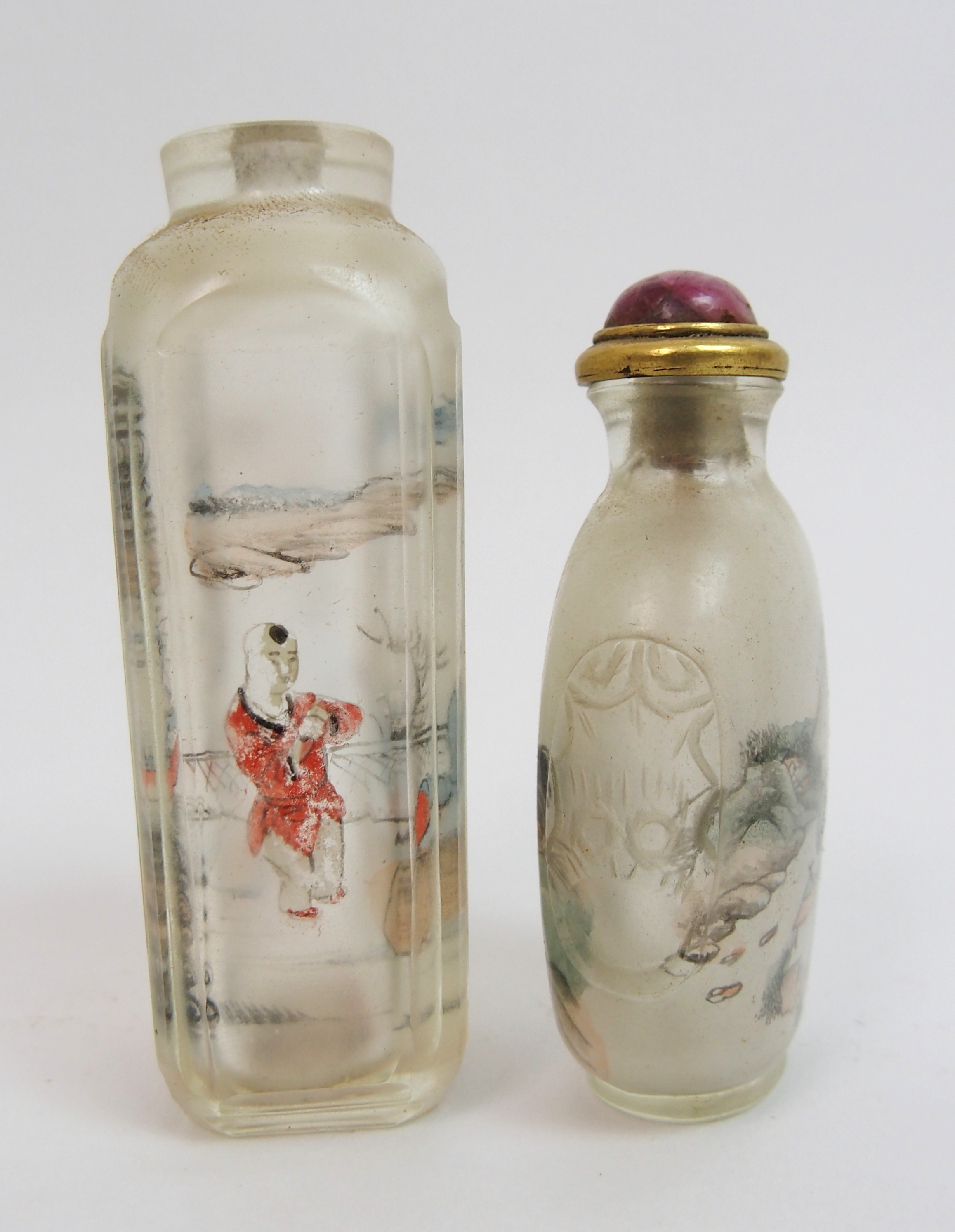 Six Chinese inside painted glass snuff bottles mostly with figures and landscapes, three oval, 5 - Image 4 of 15