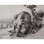 •CHARLES FREDERICK TUNNICLIFFE OBE, RA (British 1901 - 1979) THE BULL Etching, signed and numbered