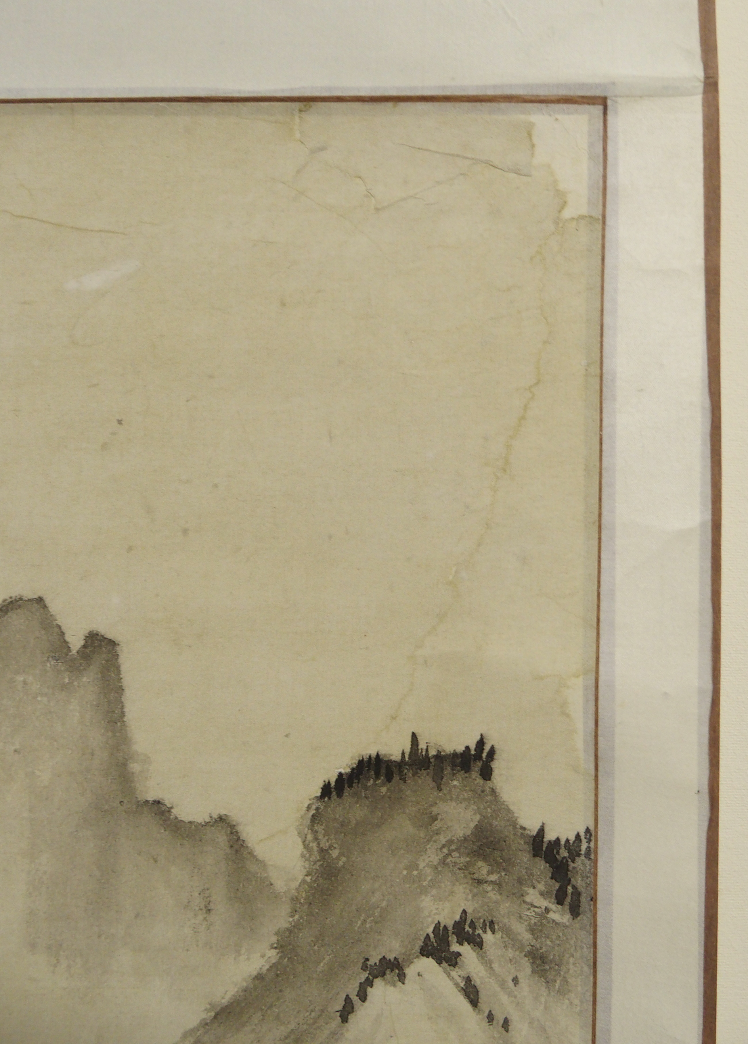 A Chinese scroll painting in the style of Guo Xi with an extensive mountainous landscape, 126 x - Bild 10 aus 10