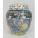 Mary L Fairgrieve (1875-1969) A pottery ginger jar and cover the jar hand painted with girls dancing