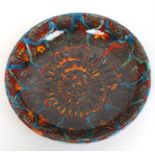 *An Anita Harris Art Pottery 'Jurassic' bowl hand painted in rich colours of blues, greens, browns