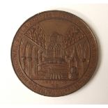 A rare 18th century Paisley Abbey copper penny obv view of the 'Abbey -Church Founded (Circiter)