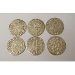 Alexander III (1249-1286) Six Long Cross pennies. 2nd Coinage. Condition fine to very fine (6)