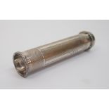 A silver cased pocket torch by Crisford & Norris Limited, Birmingham 1939, of cylindrical form