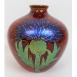 *An Anita Harris Art Pottery 'Cotton Thistle' vase hand painted by Anita Harris, the design of