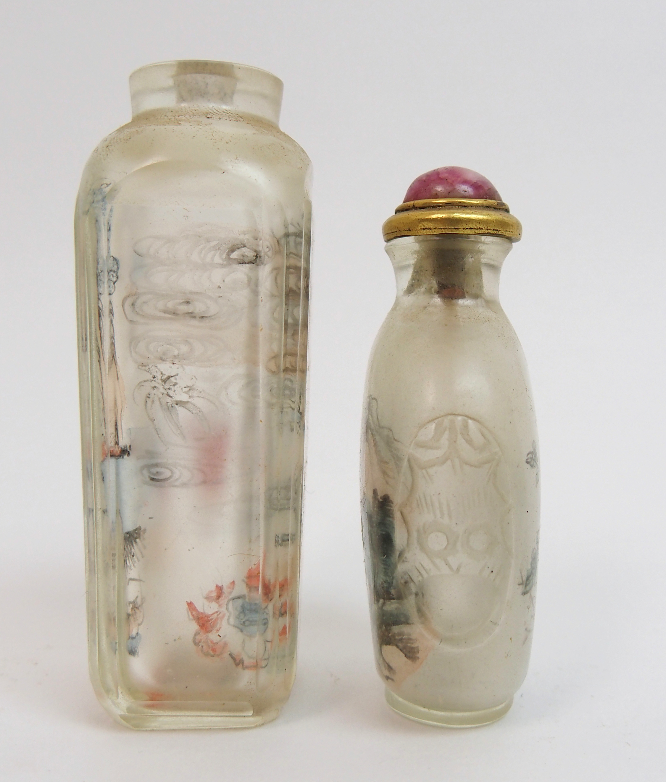 Six Chinese inside painted glass snuff bottles mostly with figures and landscapes, three oval, 5 - Image 3 of 15