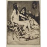 WILLIAM STRANG RA, RPE (Scottish 1859 - 1921) THE WORSHIPPERS Drypoint etching, signed, 20 x 15cm (8