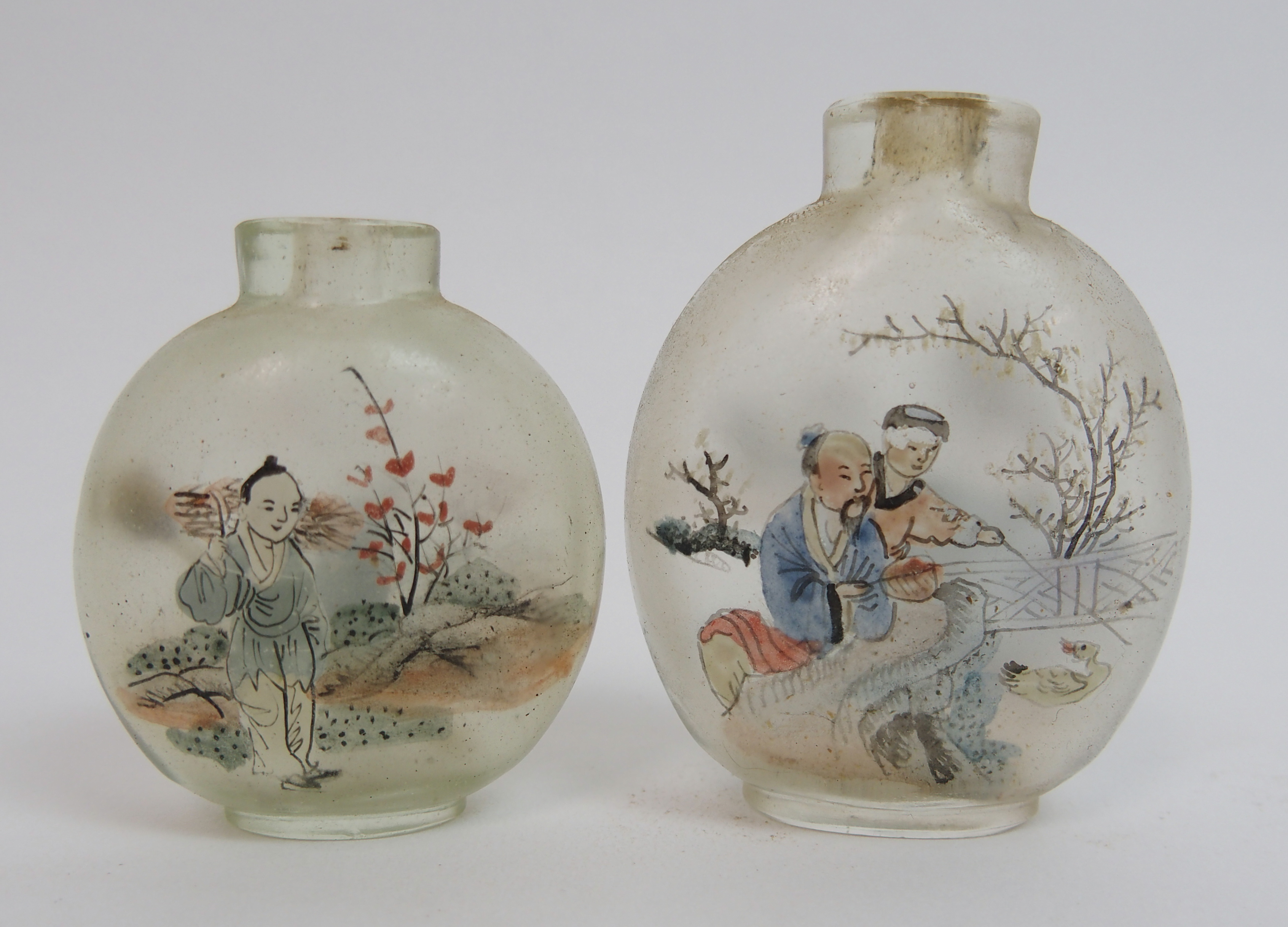 Six Chinese inside painted glass snuff bottles mostly with figures and landscapes, three oval, 5 - Image 9 of 15