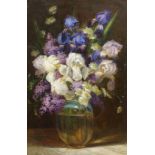 MARY VERNON MORGAN (British Fl. 1880 - 1927) FLOWERS IN A GLASS VASE Oil on canvas, signed, 76 x