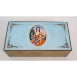 A Lenk of Austria gilt metal and guilloche enamel decorated cigarette box the blue enamel lid with