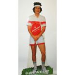 A life size John McEnroe advertising figure, promoting the Dunlop Maxply Fort tennis racket the