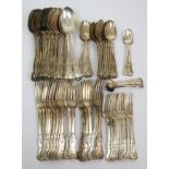 A part suite of Victorian silver cutlery by John Wilkie, Edinburgh 1859, single struck in the