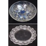 A Rene Lalique Gui bowl the bowl moulded with mistletoe and with the berries forming the feet,