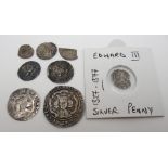 Edward III 1327 - 1377 silver groat, London, fair Edward III 1327 - 1377 silver half groat,