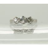 An 18ct white gold three stone diamond ring the combined diamond weight is estimated approx 0.80cts,