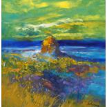 *•JOHN LOWRIE MORRISON OBE (Scottish b. 1948) HAYSTACK IN THE GLOAMING, ISLE OF MULL Oil on