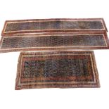 Two Persian runners with allover Boteh design on a blue ground, approximately 535cm x 107cm and