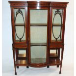 An Edwardian mahogany and satinwood inlaid display cabinet with inlaid mother of pearl trefoil bands