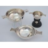 A silver quaich by Henry Tatton & Sons, Edinburgh 1934, another, Edinburgh 1994 and another