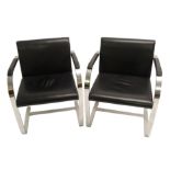 A set of six of chrome and black leather chairs in the style of Mies Van Der Rohe, 76cm tall (6)