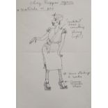 •JOHN BYRNE (Scottish b. 1940) ORIGINAL DRAWING FOR THE CHARACTER OF MRS RIPPER IN 'WRITER'S