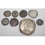 James I 1603 - 1625 silver penny thistle and rose Weak flange, good clear rose and thistle, good