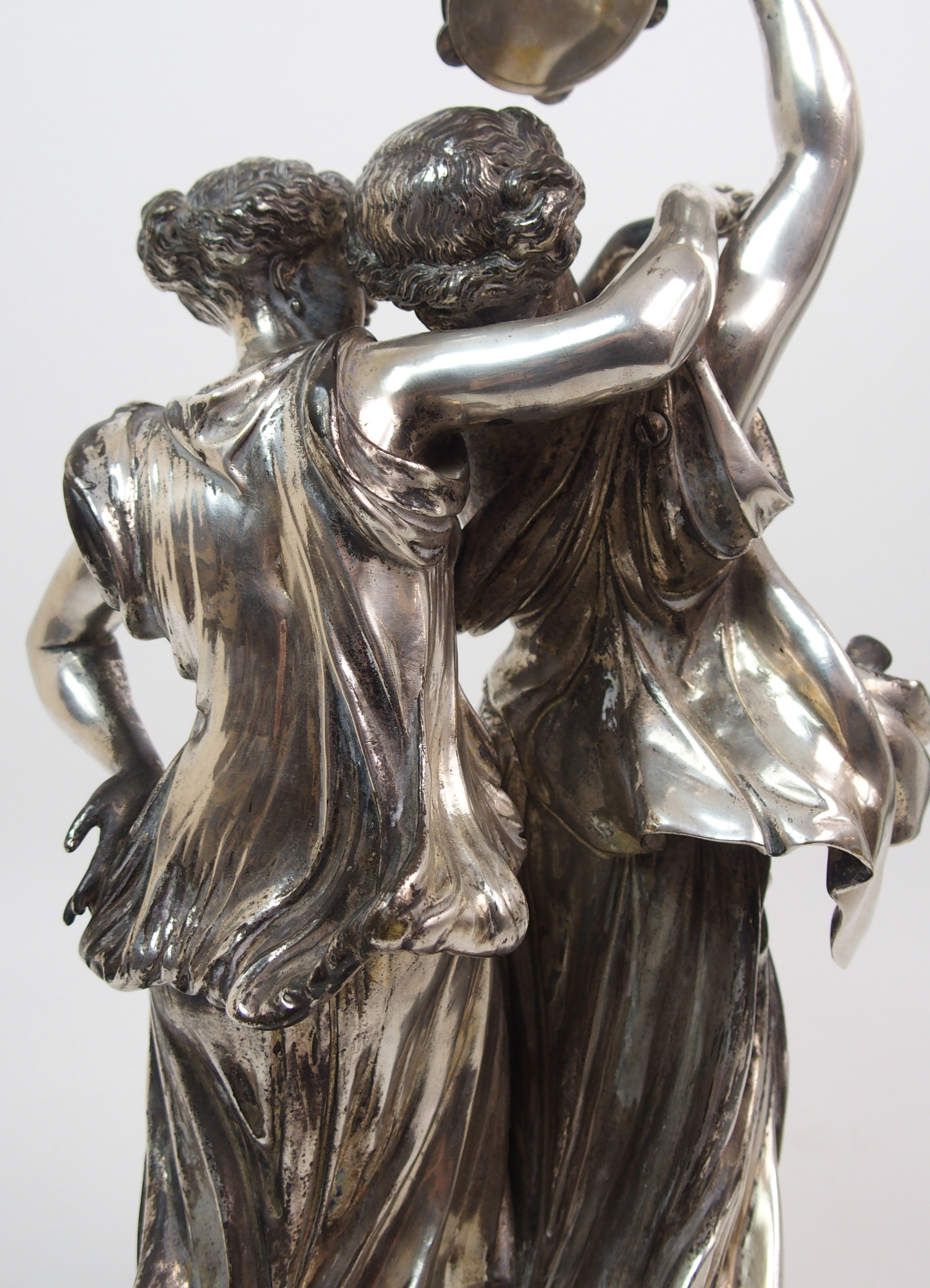 Henry Etienne Dumaige (French 1830-1888). A silvered bronze figure group modelled as two Classical - Image 8 of 10
