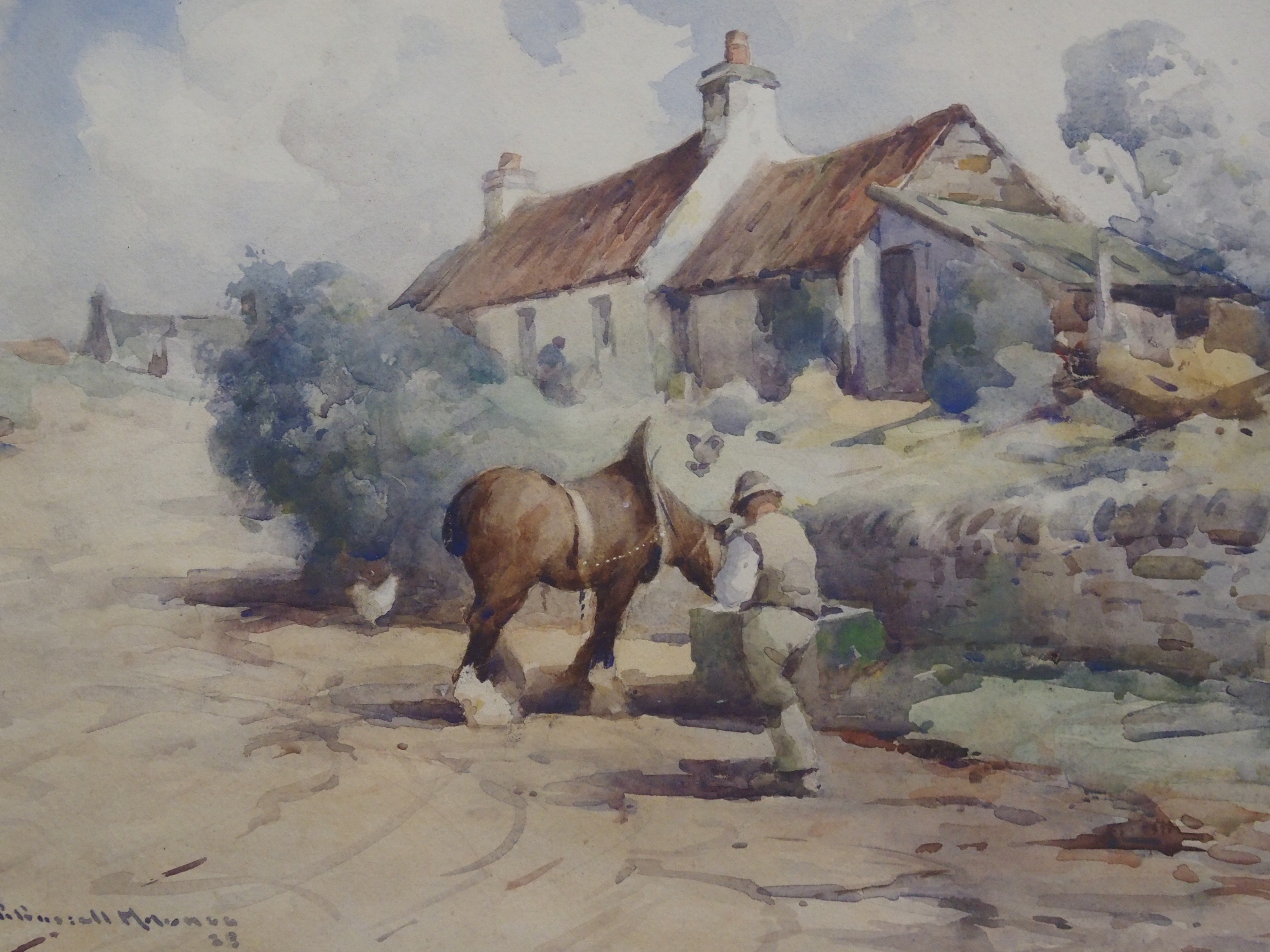 •ROBERT RUSSELL MACNEE GI (Scottish 1880 - 1952) FEEDING TIME Watercolour, signed, 30 x 40cm (11 3/4 - Image 3 of 6