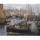 •EUGENE DEKKERT (Dutch/German 1865 - 1956) ST MONANS HARBOUR Oil on canvas, signed, 61 x 76cm (24