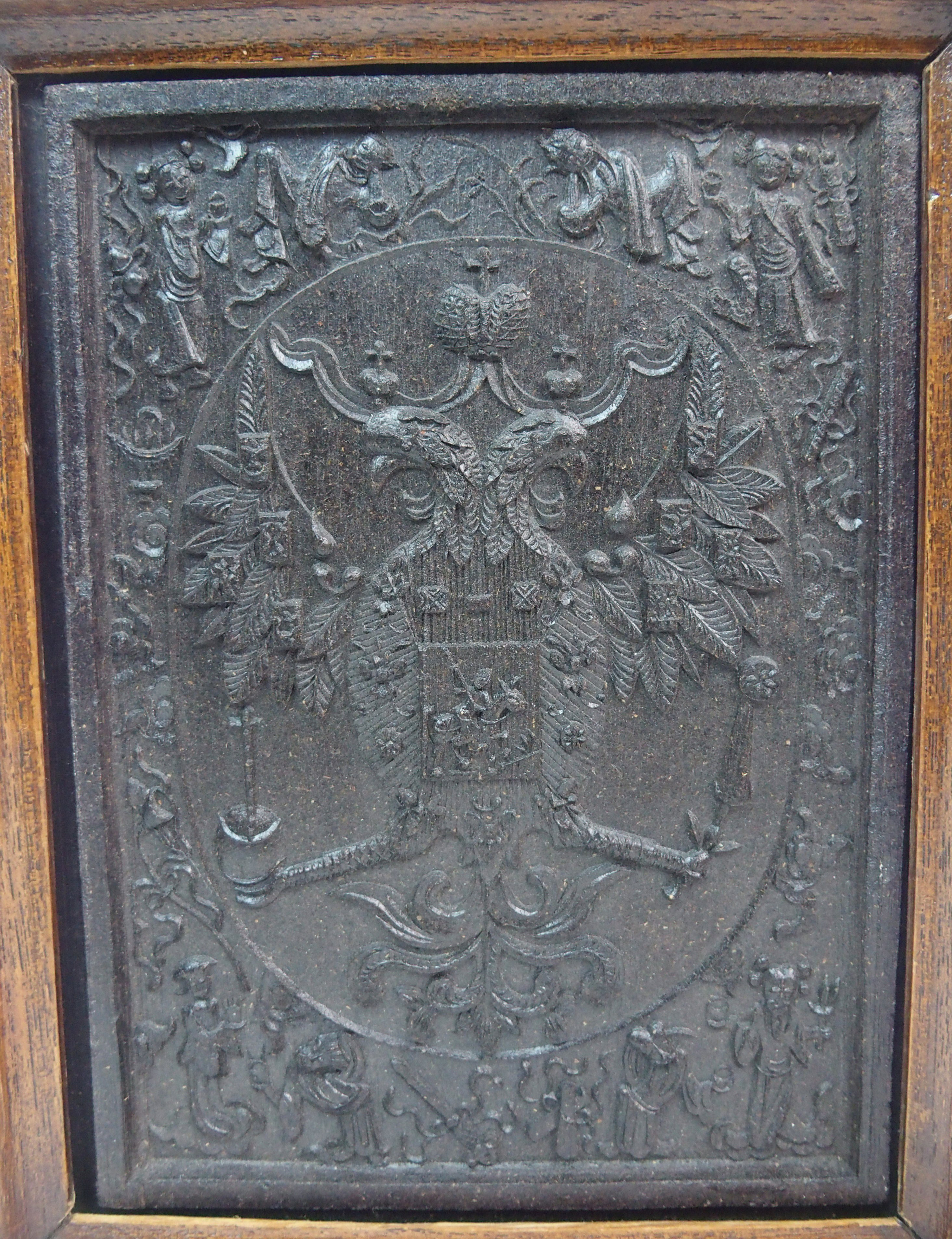 A Chinese tea block moulded with Austro-Hungarian emblem surrounded by Orientals, 21 x 16cm and an - Image 3 of 10