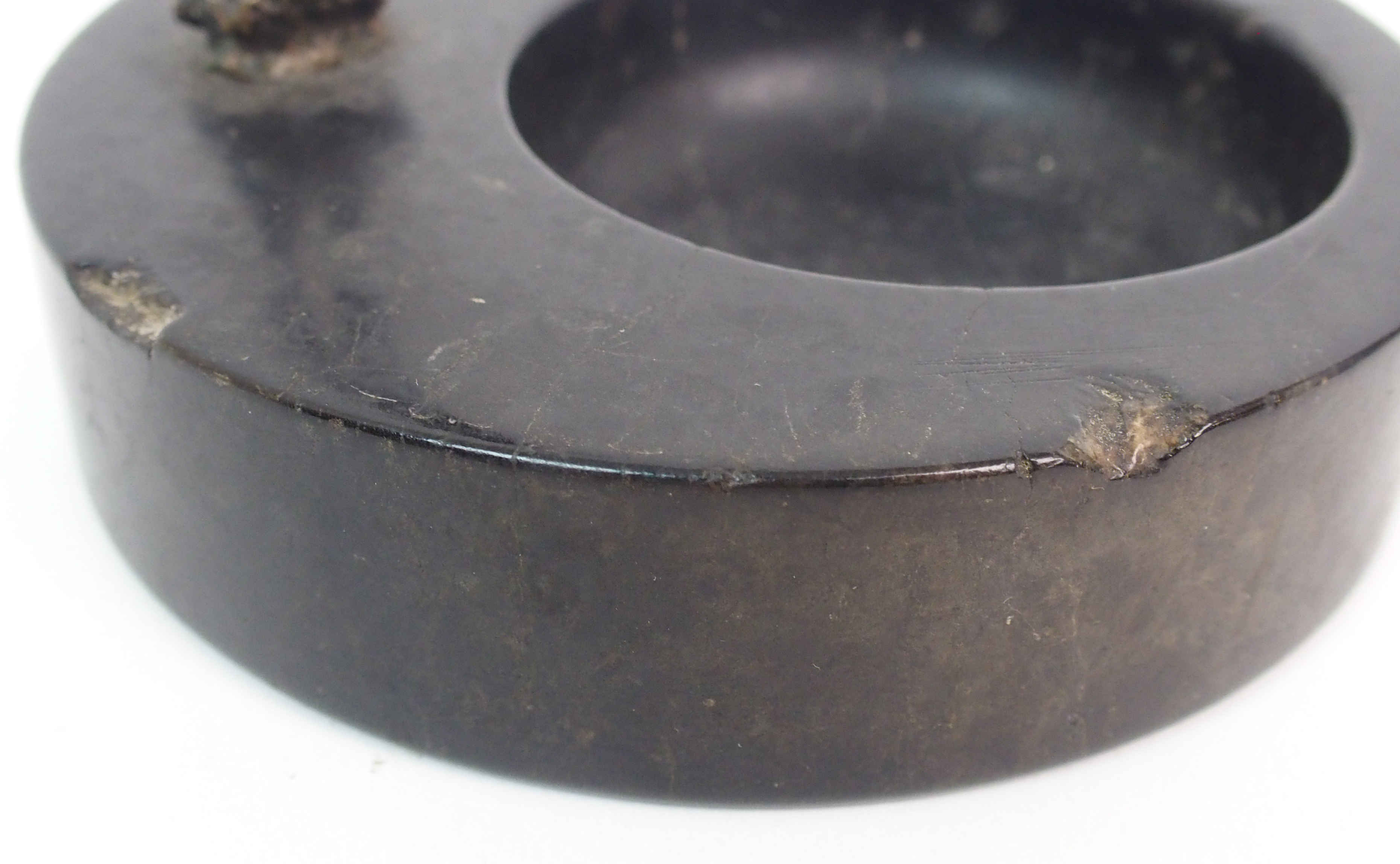 An Art Deco veined black marble trinket dish with bronzed figure of a lady in swimming costume, - Image 10 of 10