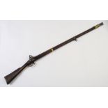 A 19th Century flintlock musket .700 calibre, the 115cm steel barrel with two brass bands and two