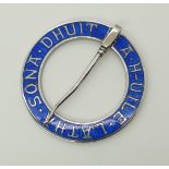 A silver Alexander Ritchie wedding brooch enamelled in blue the Gaelic words A H-uile Latha sona