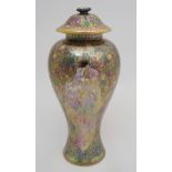 A late 20th century Limited Edition Wedgwood Fairyland Lustre lidded vase depicting the Jewelled