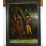A reverse painted picture of General Sir Ralph Abercromby K.B. 37 x 27cm, framed colour print of Sir