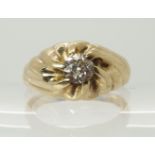 A 9ct gold gents diamond ring diamond estimated approx 0.60cts in swirl setting, finger size T1/2