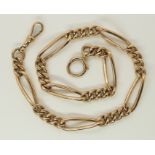 A 9ct rose gold fancy link fob chain hallmarked to every link 9ct 375, approx weight 52.5gms, length