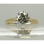 An 18ct gold old cut diamond solitaire ring of estimated approx 1.28cts in classic white gold
