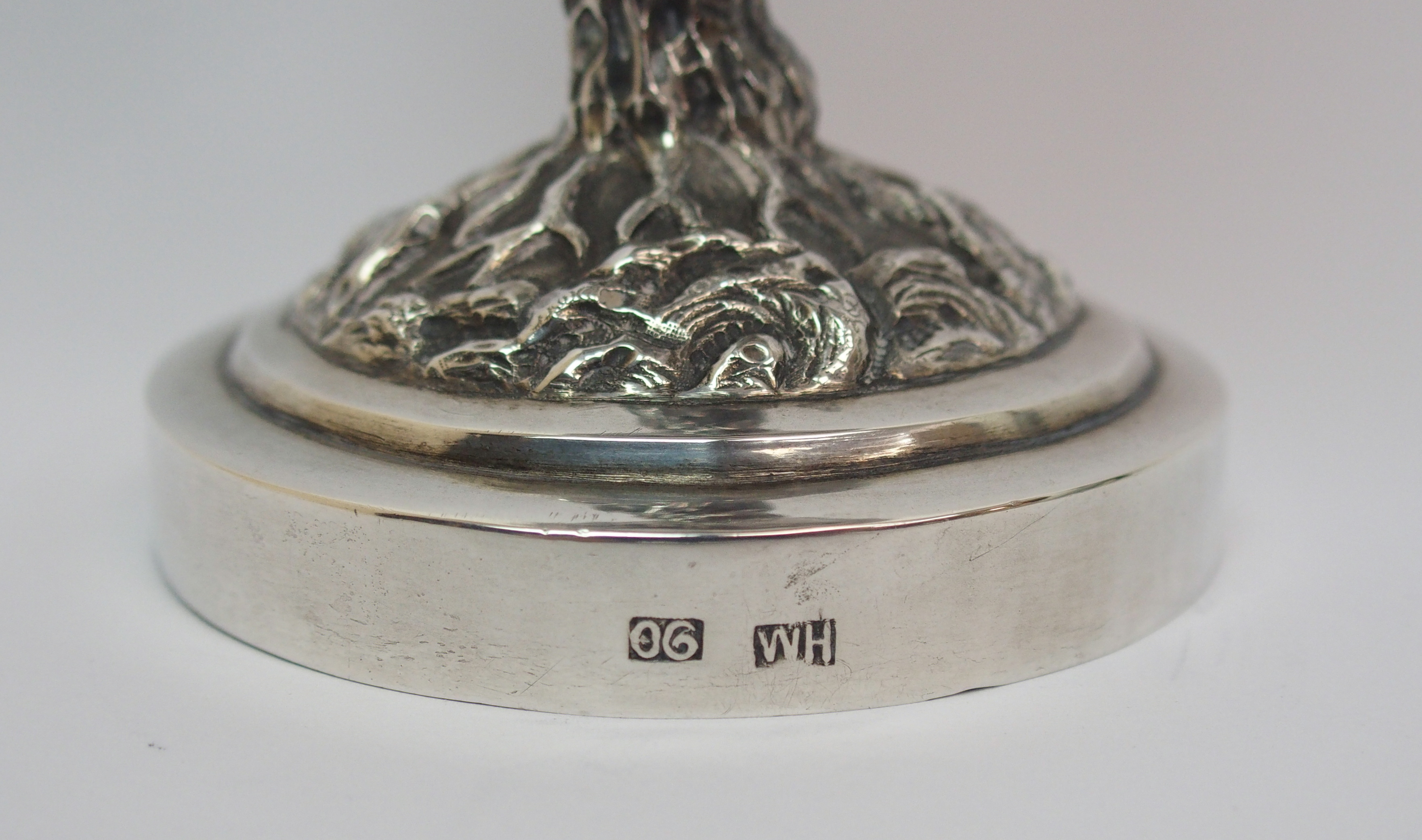 A Chinese Export silver goblet decorated with various figures in a mountainous landscape amongst - Image 2 of 10