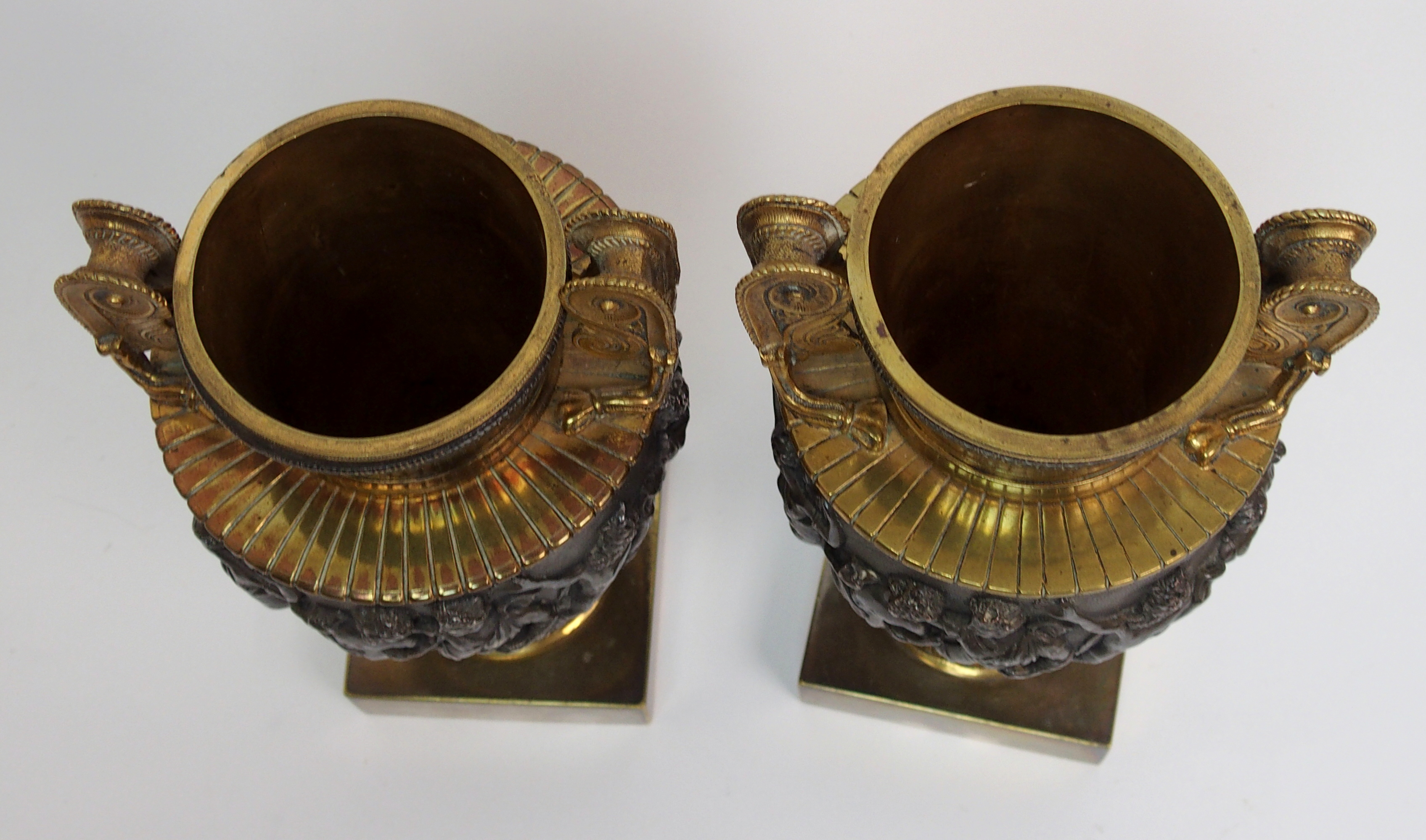 A pair of late 19th century bronzed and gilded metal copies of the Townley Vase originally from - Image 9 of 10