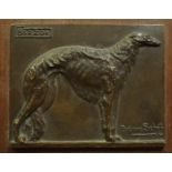 •BENNO SCHOTZ RSA, LLD Hon, FRIAS (Estonian/Scottish 1891 - 1984) BORZOI Bronze relief plaque,