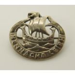 An Alexander Ritchie silver Longship brooch embossed with the words Bennachd Leibh meaning '