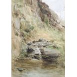 ROBERT L ALEXANDER RSA, RSW (Scottish 1840 - 1923) STUDY OF A MOUNTAIN STREAM Watercolour, signed