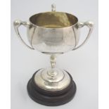 A Chinese silver trophy cup inscribed Swatow Customs Club, First Prize to A E Barnes, March 1919,