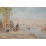 ROBERT GEORGE TALBOT KELLY RI, RBA, RBC (British 1861 - 1934) GOATHERD ON THE BANKS OF THE NILE