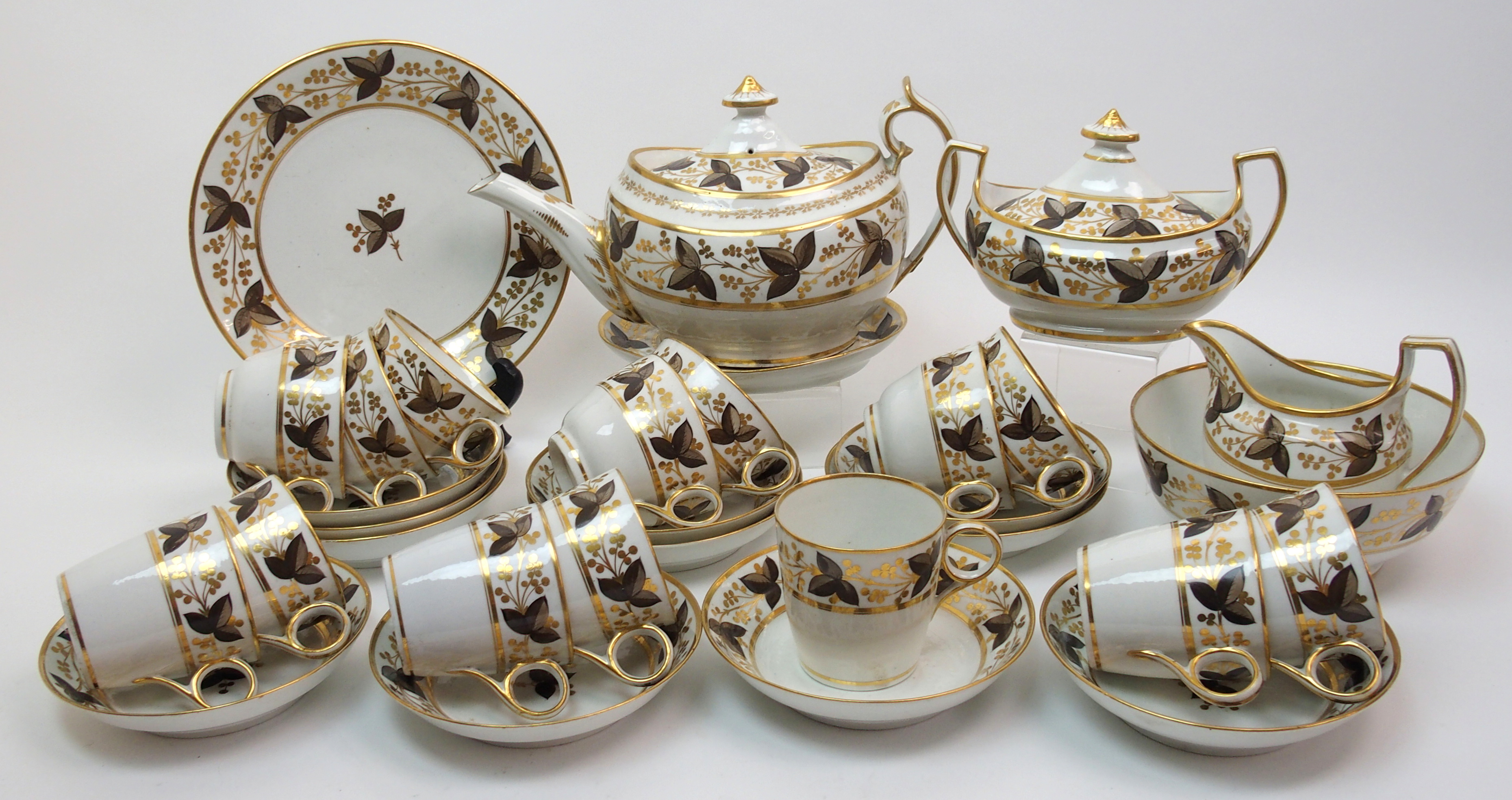 An early 19th Century Chamberlains Worcester porcelain part tea and coffee service painted in